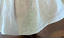 hey check out stepmom cleaning house in see-through dress with no panties flashing that big latina ass