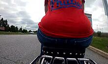 my big ass wife flashes curves on motorcycle gopro ride