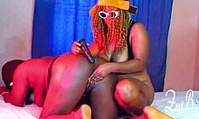 zainab and blacka play with toys in steamy lesbian pussy session