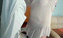hey check out stepmom cleaning house in see-through dress with no panties flashing that big latina ass