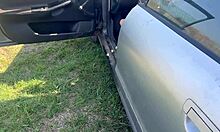 whoops caught masturbating my pussy in car risky outdoor accident surprise