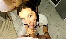 sex shop courier compares her ass with client's sex doll