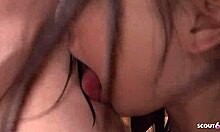 so dis skinny japanese milf in lingerie gets uncensored creampie from rough femdom doggystyle