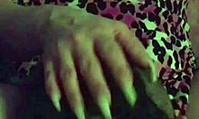 close-up on fuschia leopard milf's wet pussy getting licked in interracial cunilingus action