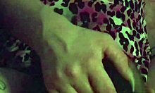 close-up on fuschia leopard milf's wet pussy getting licked in interracial cunilingus action