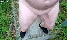 german girl strips naked alone in woods for fkk outdoor fun