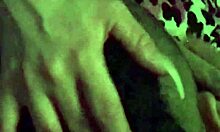 close-up on fuschia leopard milf's wet pussy getting licked in interracial cunilingus action