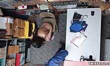 taylor the cute brunette thief caught and punish-fucked hard in backroom