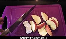 stepsis sneaks in kitchen for sneaky teen fuck