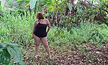 Tears of joy watching big ass latina shake curves naked in garden outdoors