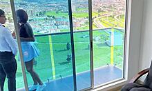 cheating slut wife fucks lover's cock deep while cuckold boyfriend watches her creampie drip