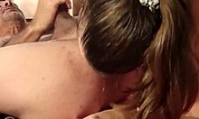 french amateur rocks satin outfit stockings heels while fucking licking asshole sucking dick