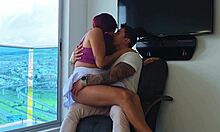 cheating slut wife fucks lover's cock deep while cuckold boyfriend watches her creampie drip