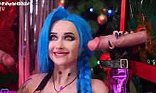 x-mas glory hole surprise with jinx cosplay slut begging for cock
