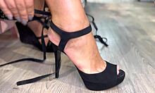 my legs in heels drip with your cum after i broke you using just my feet