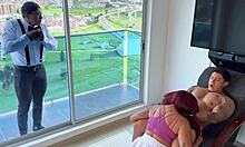 cheating slut wife fucks lover's cock deep while cuckold boyfriend watches her creampie drip