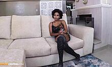 Big Natural Tits Ebony MILF Banged Hard On Couch