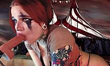 My heart races from this redhead cosplayer's deep passionate throat fuck with her huge natural tits