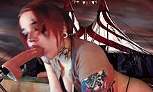 My heart races from this redhead cosplayer's deep passionate throat fuck with her huge natural tits