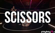 Petite redhead Molly Stewart rips clothes off skinny teen gf Lauren Blair for nude lesbian wrestling striptease