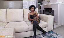 Big Natural Tits Ebony MILF Banged Hard On Couch