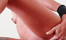 pullin down my tiny sport shorts n cummin hard on huge dildo