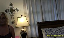 She fingers wet shaved pussy before taking huge cock doggystyle.