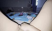 Roommate sneaks quick finger fuck in dorm toilet panties down