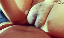 Close-Up View Of Hot Latina Auntie's Hairy Pussy Getting Creampied In Bedroom Passion