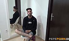 this dark haired european bimbo in lingerie rides cock cowgirl after horny casting interview