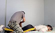 estudiante peruana con regla se la follan duro en cunilingus y deepthroat por hermanastro