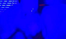 BLEU ROOM SOLO: she bends over fingering her big black trans ass for ANAL finger FUCK