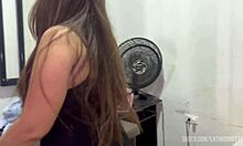 gostosa latina teen's huge tits and ass tip delivery boy with sloppy blowjob hd closeup