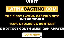 gorgeous colombian goes wild sucking cock at lingerie casting 🍆😈