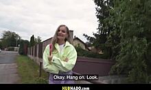 Czech Teenie's Tight Pussy and Small Tits Ride Big Cock Cowgirl Outdoors