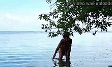 Topless Harpoon Fishing Outdoors Publicly