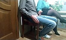 stranger jerks off huge ass mature milf cougar in public waiting room cum covered