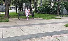 Exhibitionist Miniskirt Prostitute Gets Anal Pounded by Mexican Shemale Lover