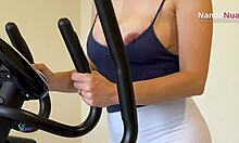 Naughty wife rocks sheer leggings workout nip slips