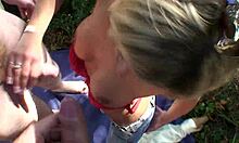 Street-Picked Horny Blonde Bent Over for Outdoor Doggystyle Ride in Park