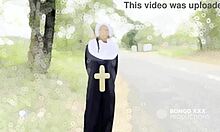 Horny ebony nun bends over big black ass for worship and rough amateur fucking in teasing close-up action