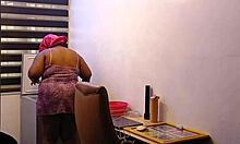 My sexy ebony chubby wife bends over her fat ass for domestic spanking duties