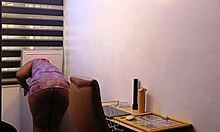 My sexy ebony chubby wife bends over her fat ass for domestic spanking duties
