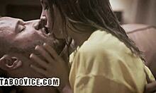 brunette girlfriend sneaks stranger for rough doggystyle cheating behind boyfriend's back
