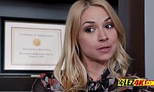 Lesbian Pornstar Relaxes on Couch for Oral Seduction and Kissing Session
