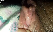 chubby babe slips off heart-print panties teasing her big pussy