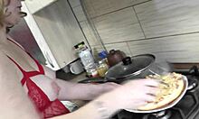 😍 sexy milf frina cooks naked in see-through peignoir big ass pussy out no panties bra nipples tease 👅