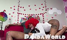 Ebony redhead's squirting ride hides massive black cock surprise