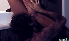 lesbian babe rides dirty homeless dude's monster cock hard