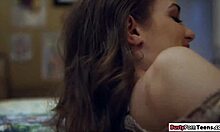 damn this pretty babe rides big cock deep into her hairy cunt cowgirl style